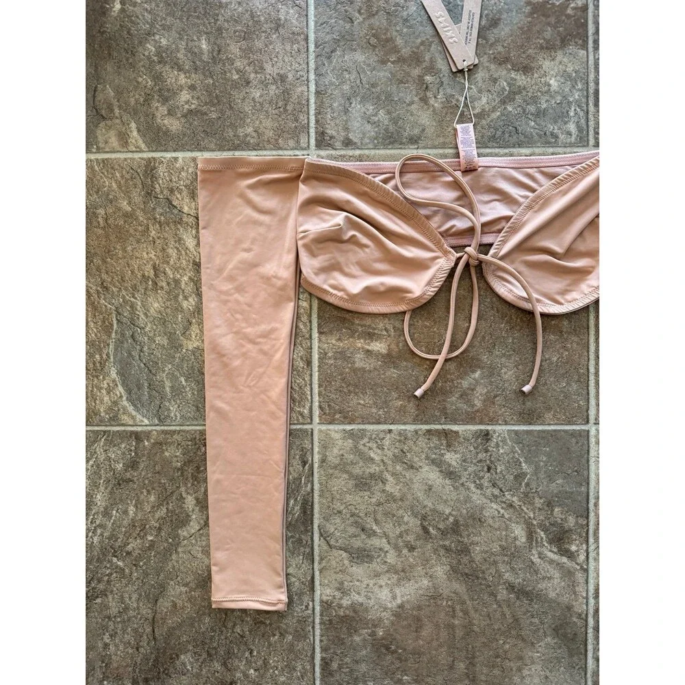 Skims Long Sleeve Bikini Top Ochre Size Medium